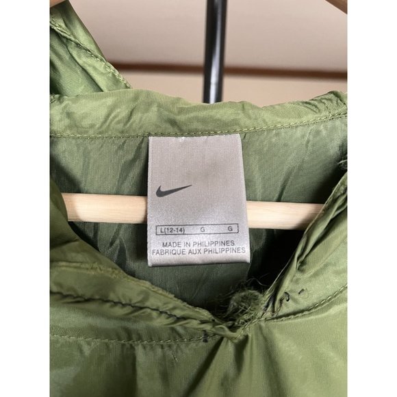 VINTAGE NIKE PULLOVER RAINCOAT WINDBREAKER OLIVE GREEN JACKET SIZE LARGE 1990S - Picture 6 of 6